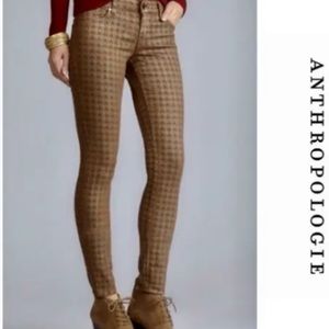 Anthropologie Level 99 Brown Houndstooth Pattern Janice Jeans - size 25 NWT